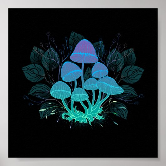Toadstools in Bushes Poster (Voorkant)