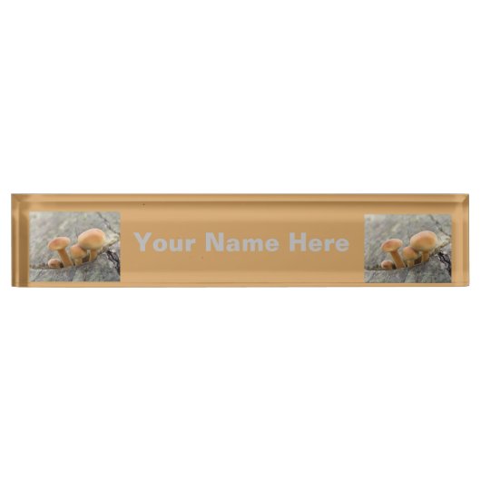 Toadstools op Tree Trunk Custom Name plate Naambordje (Voorkant)