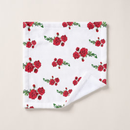 Toalha de Rosto Florida Rosas Vermelhas Washandje