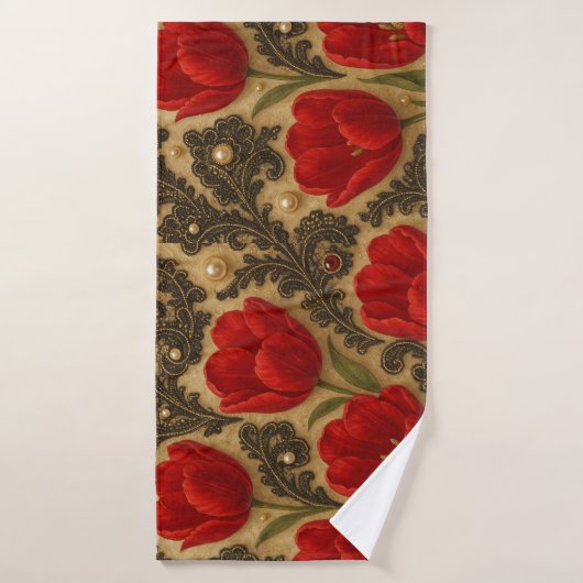 TOALHA Tulipas e Renda  DESIGN  Badhanddoek (Badhanddoek)