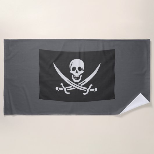 Toalla con la bandera pirata Jolly Rogers Strandlaken (Voorkant)