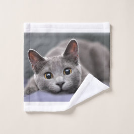 Toalla de gato azul ruso washandje