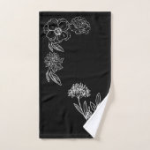 Toallas negras con flores blancas personalizables bad handdoek (Handdoek)