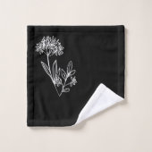 Toallas negras con flores blancas personalizables bad handdoek (Wasdoekje)