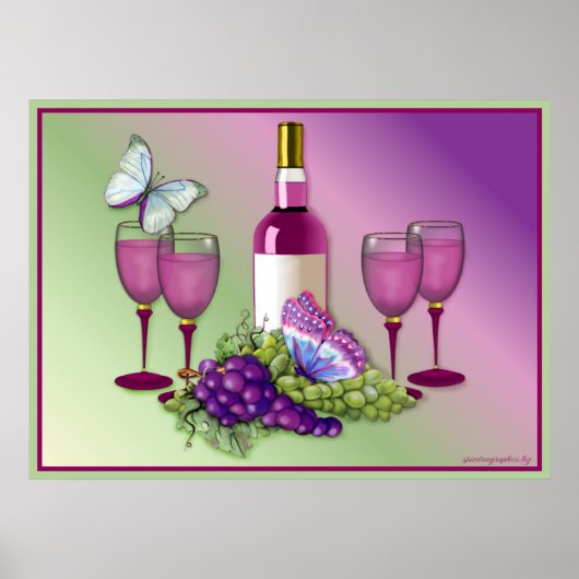 Toast 2 voor wijn en druiven poster (Voorkant)