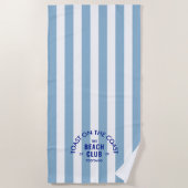 Toast aan de kust van de Beach Club Blue Stripe Strandlaken (Voorkant)