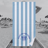 Toast aan de kust van de Beach Club Blue Stripe Strandlaken