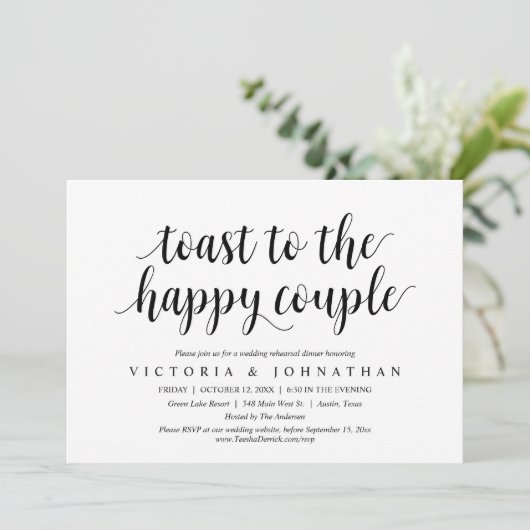 Toast aan het vrolijke bruiloft-feest kaart (Staand voorkant)