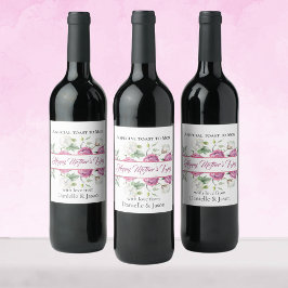 Toast aan mam Floral Moederdag Wine Label Wijn Etiket