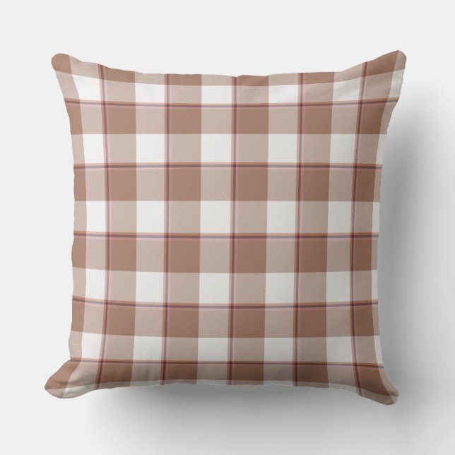 Toast Brown and Athens Gray Plaid Kussen (Voorkant)