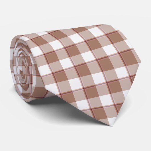 Toast Brown and Athens Gray Plaid Neck Tie Stropdas (Opgerold)
