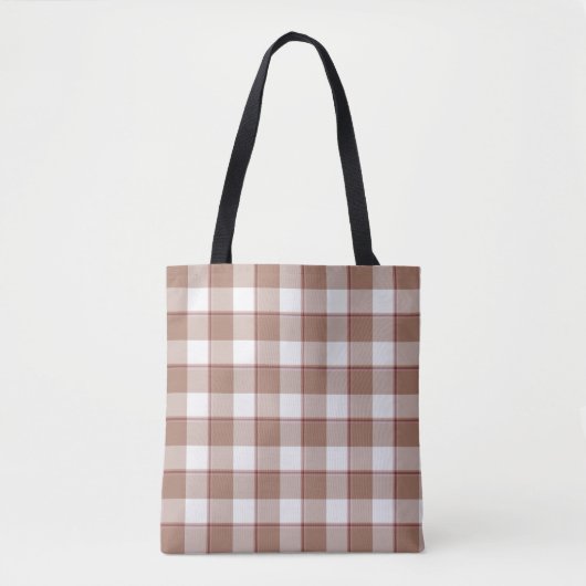 Toast Brown and Athens Gray Plaid Tote Bag (Voorkant)
