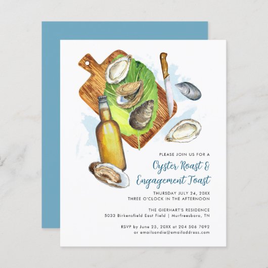 Toast budget voor het Verloving van Oyster Roast (Voorkant / Achterkant)