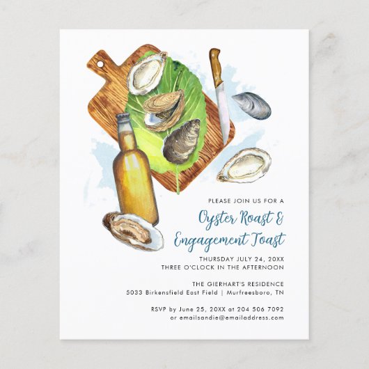 Toast budget voor het Verloving van Oyster Roast (Voorkant)