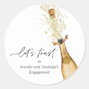 Toast Couples Engagement Party Ronde Sticker