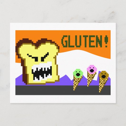 Toast, de Gluten Menace: 8-bits stijl Briefkaart (Voorkant)
