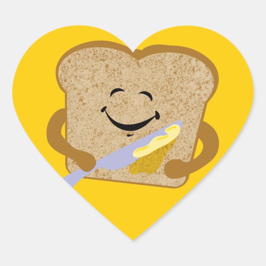 Toast en boter hart sticker (Voorkant)