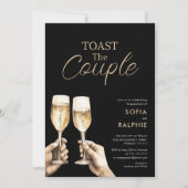 Toast Het Paar Gouden Script Verloving Kaart (Voorkant)