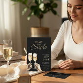 Toast Het Paar Gouden Script Verloving Kaart