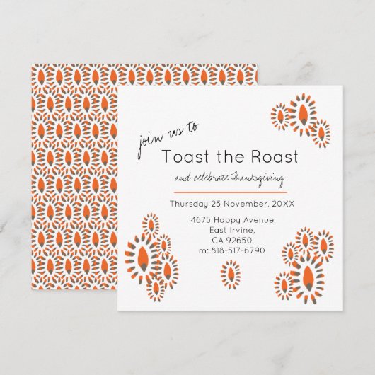 Toast het zuiderfeest van de Gematigde Thanksgivin Kaart (Voorkant / Achterkant)