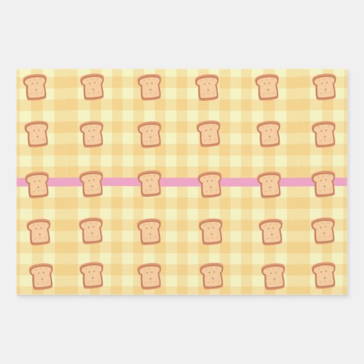 Toast Kawaii-wrapppapier (set van 3) Inpakpapier Vel (Voorkant)