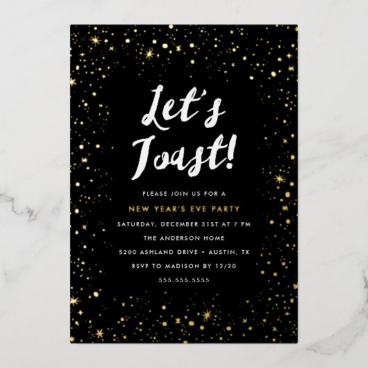 Toast nieuwjaarsfeest folie uitnodiging (Voorkant)