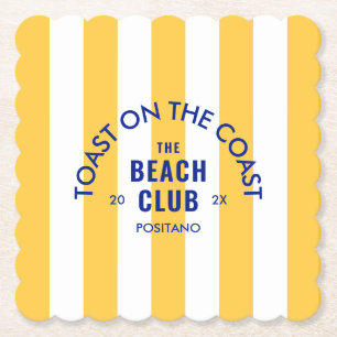 Toast On The Coast The Beach Club Gele Streep Kartonnen Onderzetters