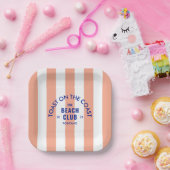 Toast On The Coast The Beach Club Roze Streep Papieren Bordje (Feest)