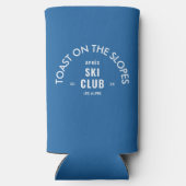 Toast On The Slopes Après Ski Club Hemelblauw Seltzer Blikjeskoeler (Achterkant)