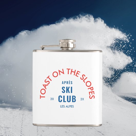 Toast On The Slopes Après Ski Club Rood & Blauw Heupfles