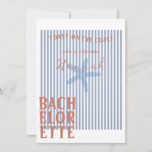 Toast op de kust Bachelorette Uitnodigen en Detail Kaart (Voorkant)