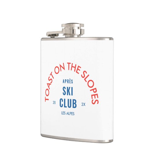 Toast op de pistes après skiclub rood & blauw heupfles (Links)