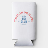 Toast op de pistes après skiclub rood & blauw seltzer blikjeskoeler (Achterkant)