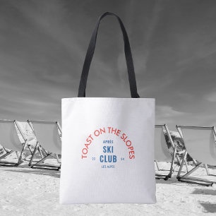 Toast op de pistes après skiclub rood & blauw tote bag