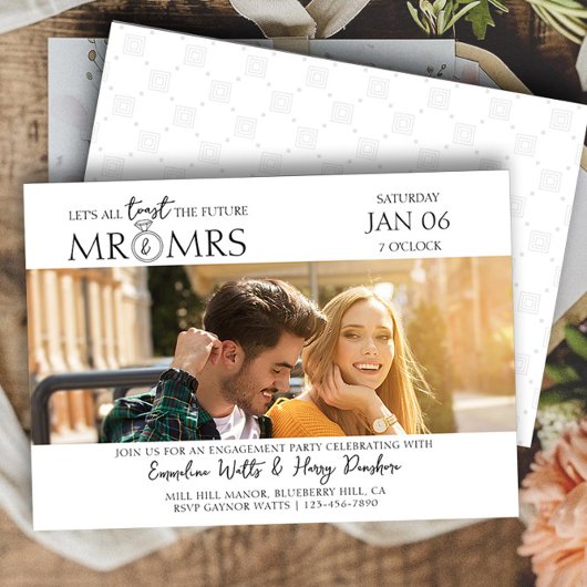 Toast op de toekomst Mr & Mrs Verloving Photo Part Kaart