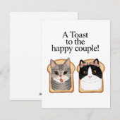Toast op het gelukkige paar Funny Cat Wedding Enga Feestdagenkaart (Voorkant / Achterkant)