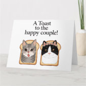 Toast op het gelukkige paar Funny Cat Wedding Enga Kaart (Voorkant)
