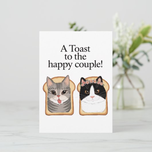 Toast op het gelukkige paar Funny Cat Wedding Enga Kaart (Staand voorkant)