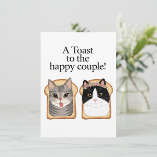 Toast op het gelukkige paar Funny Cat Wedding Enga Kaart