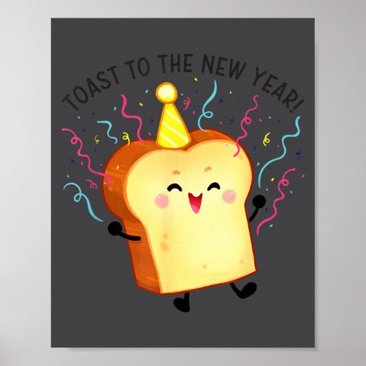 Toast Op Het Nieuwe Jaar Pun Poster (Voorkant)