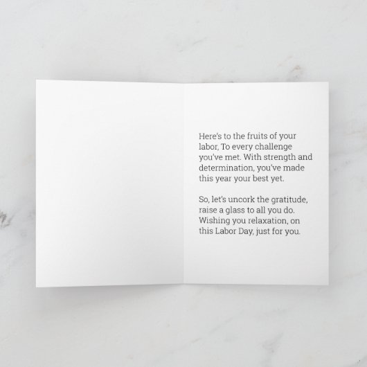 Toast op je harde werk - Dag van de Arbeid Kaart (Binnen)