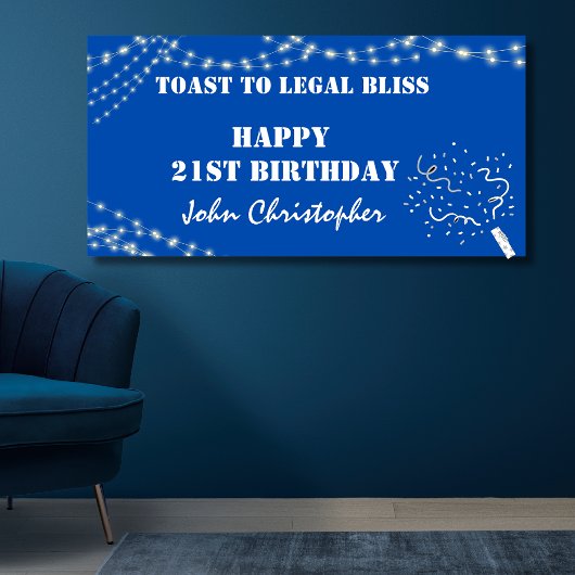 Toast op Legal Bliss Elegant Blue 21e verjaardag Spandoek