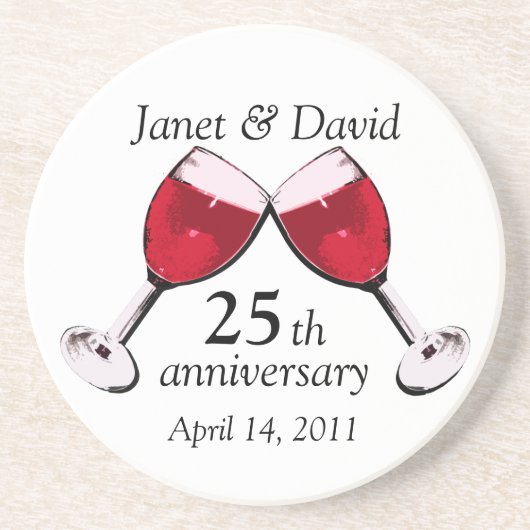 Toast op liefde / rode wijn zandsteen onderzetter (Voorkant)