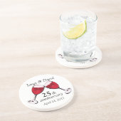 Toast op liefde / rode wijn zandsteen onderzetter (Zijkant)