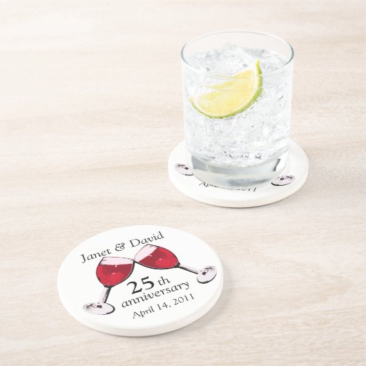 Toast op liefde / rode wijn zandsteen onderzetter (Zijkant)