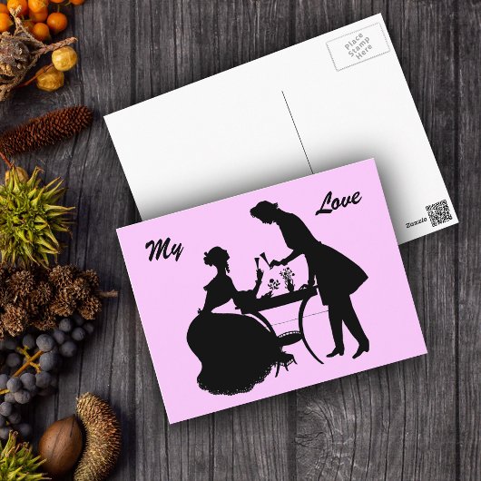 Toast op Liefde Romantisch Victoriaans Paar Briefk Briefkaart