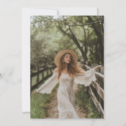 Toast op liefde Rustic Boho Vrijgezellenfeest Foto Kaart (Achterkant)