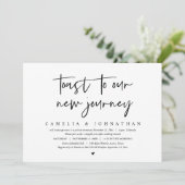 Toast op onze nieuwe reis, bruiloft brunch kaart (Staand voorkant)