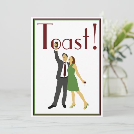 Toast! repetitie: diner/partijuitnodiging kaart (Staand voorkant)