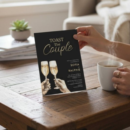 Toast The Couple Gold Script Engagement Kaart